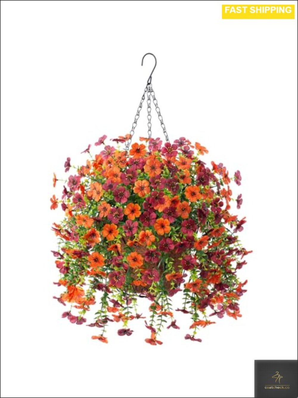 Artificial Hanging Flower Basket Faux Silk Daisy UV Resistant Garden Decor